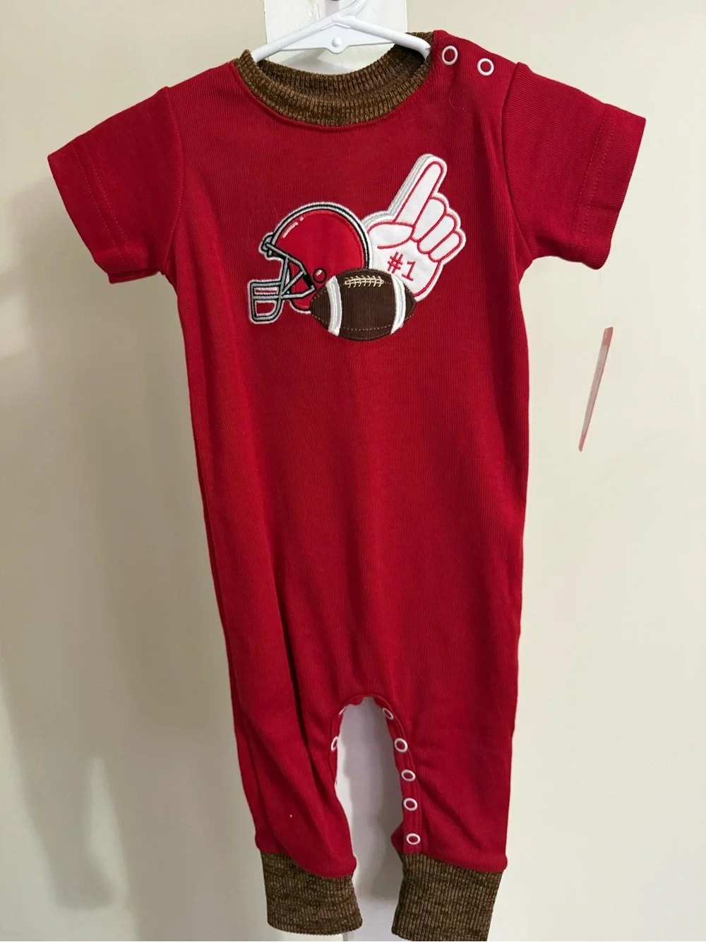 NWT Ricrac & Ruffles Football Romper